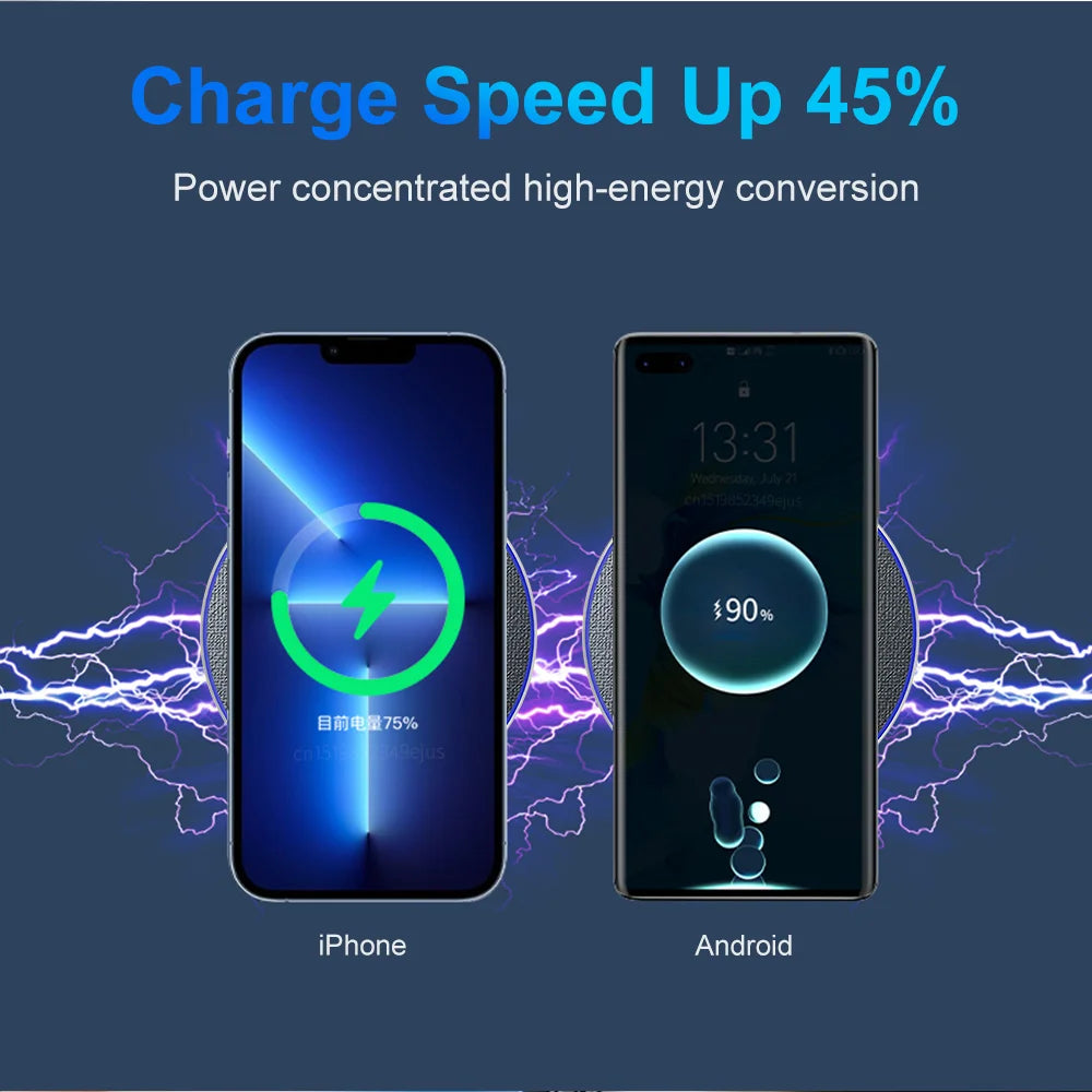 Wireless Charger Pad for iPhone 15 14 13 12 Pro Max Fast Wireless Induction Universal Charging Station for Samsung S24 Xiaomi