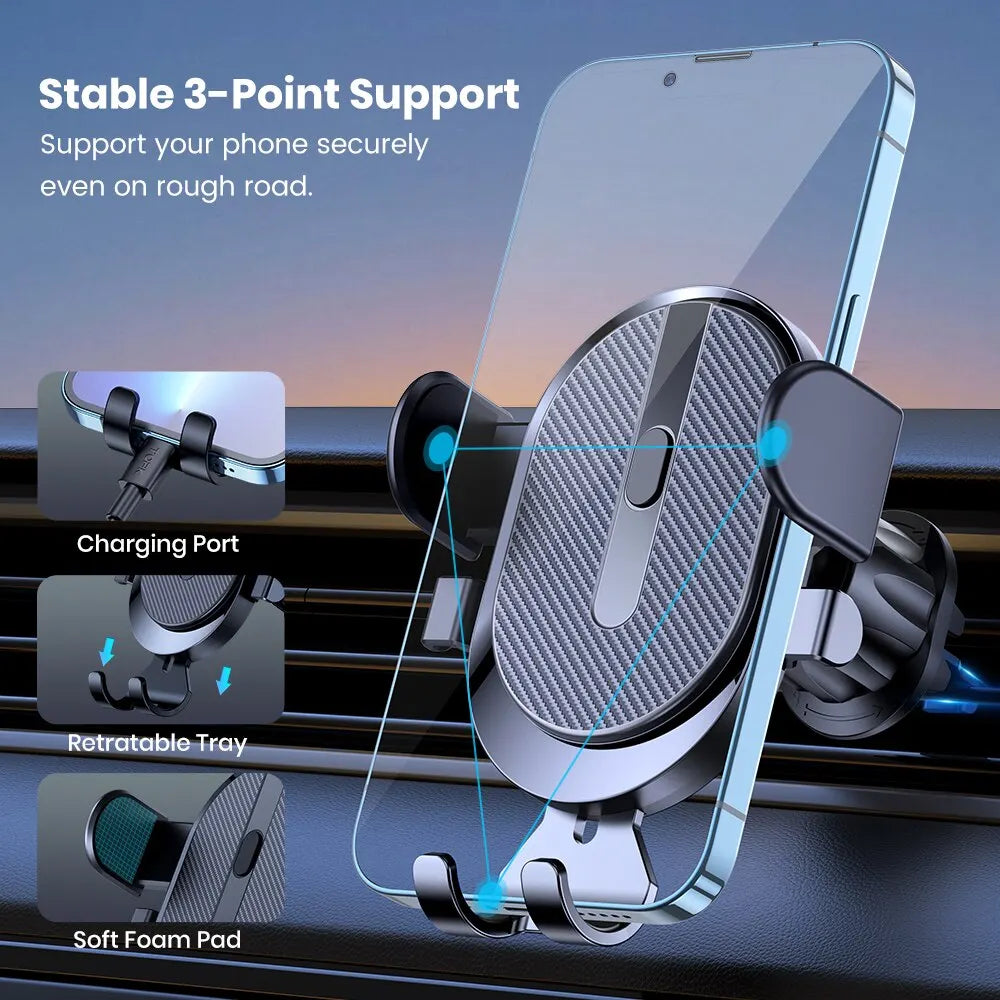 Gravity Car Phone Holder Car Air Vent Hook Clip Mount Smartphone GPS Car Stand Bracket Support in Car For iPhone Samsung Huawei