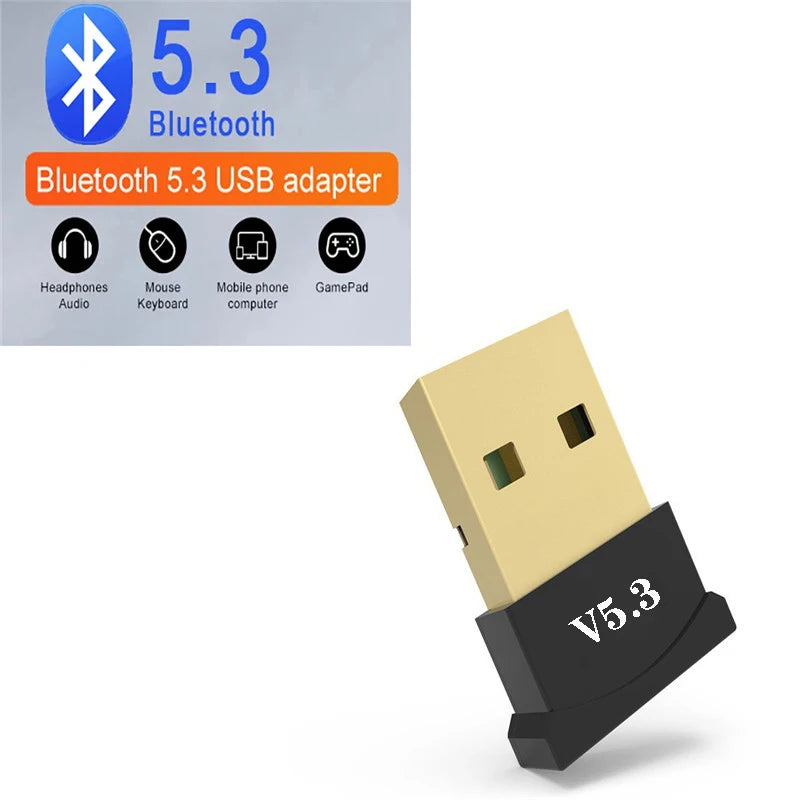 USB Transmitter Receiver Bluetooth 5.3 Mini Audio Bluetooth Dongle Wireless BT Adapter Driver Free for Computer PC Laptop Mouse