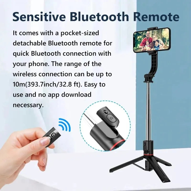 Wireless Selfie Stick for Smartphone, 44 Inch Tripod with Bluetooth Remote, Portables Foldable Stand for Vlog Shooting Record