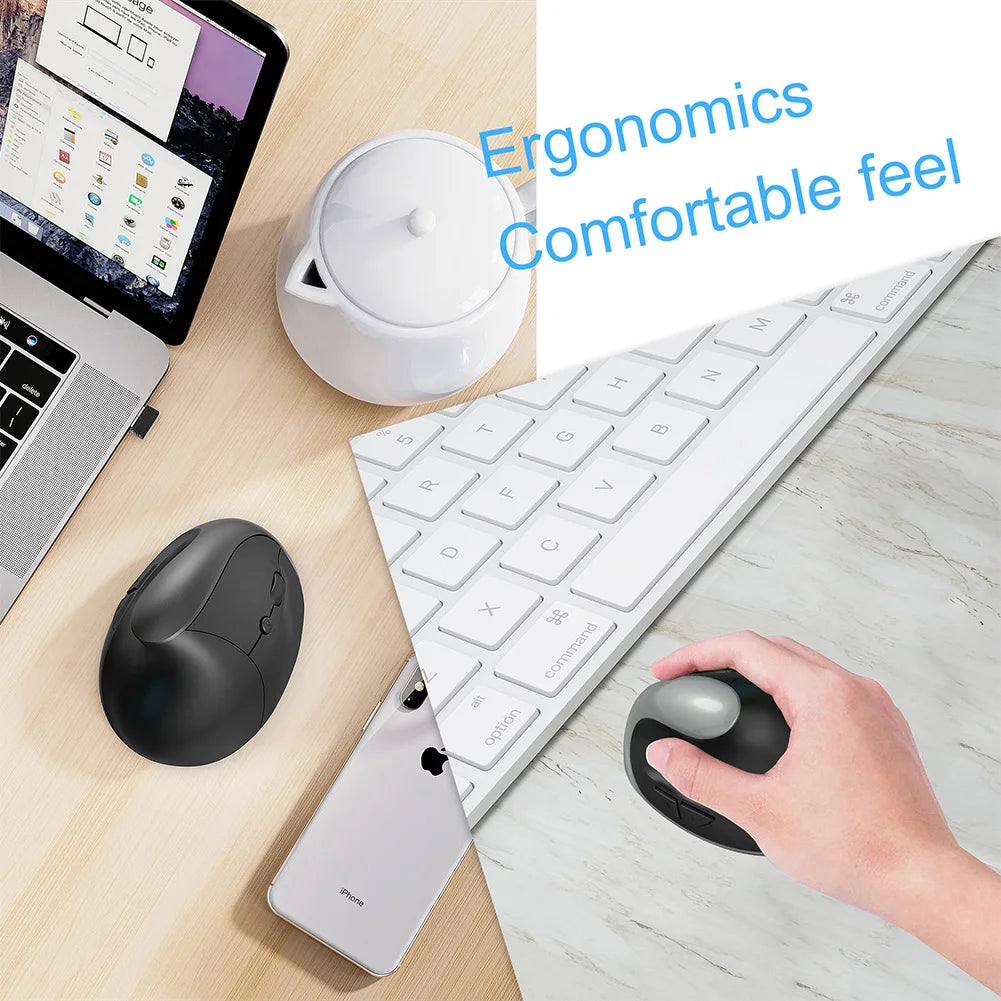 2.4G Laptop PC 3 Adjustable DPI Optical Vertical Wireless Mouse Plug And Play Silent Computers Rechargeable ABS Ergonomic Gift