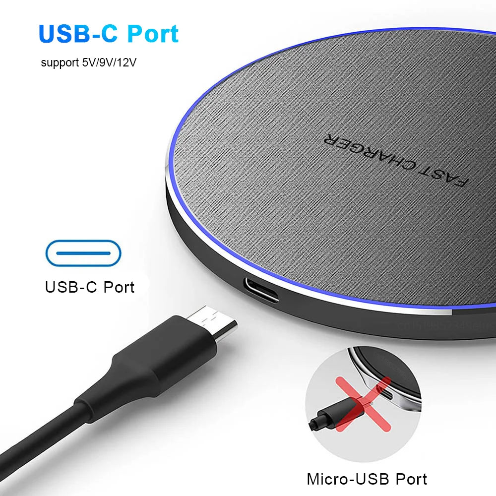 Wireless Charger Pad for iPhone 15 14 13 12 Pro Max Fast Wireless Induction Universal Charging Station for Samsung S24 Xiaomi