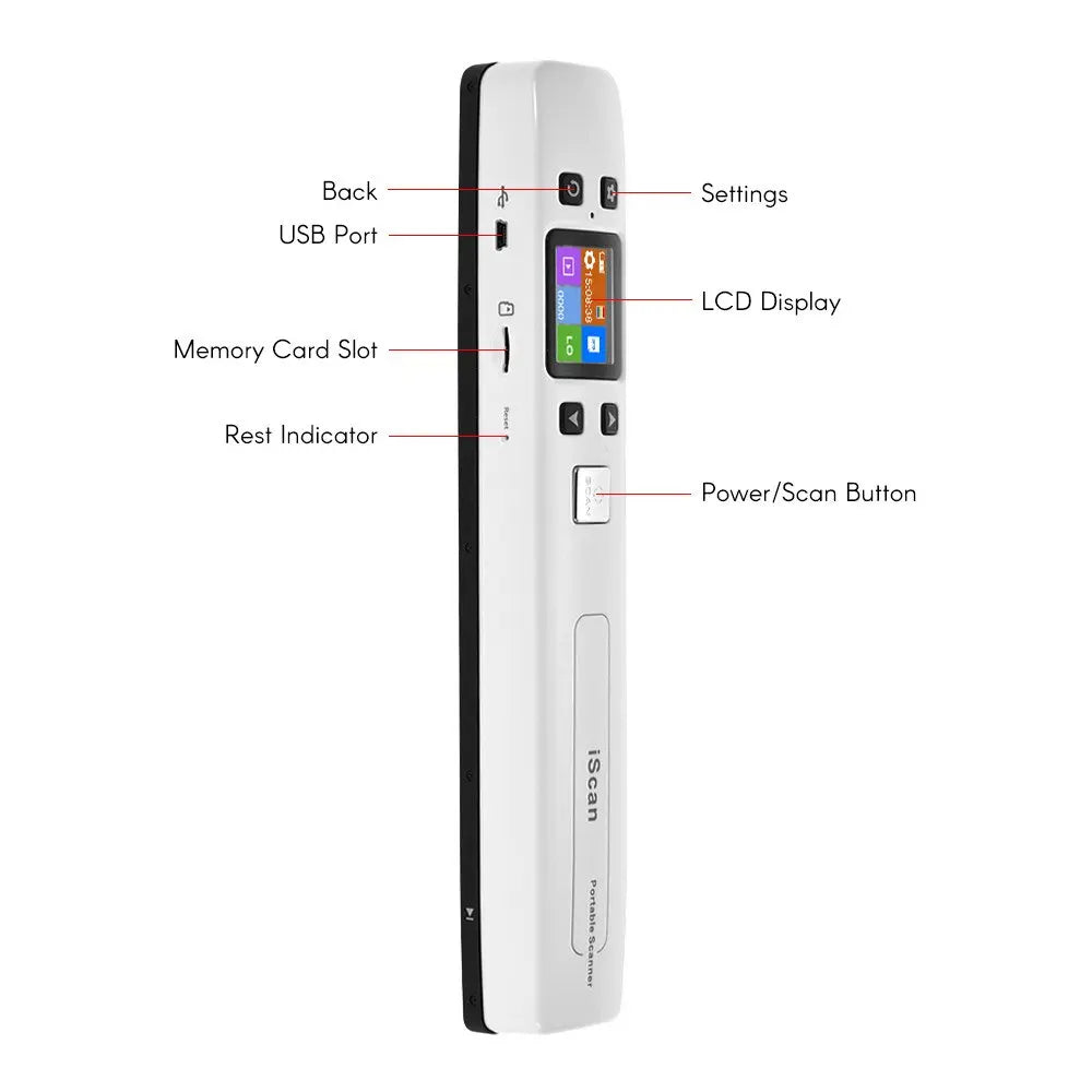 Mini Iscan Document & Images Scanner 1050DPI A4 Size JPG/PDF Formate Wifi High Speed LCD Display for Business Receipts Photo