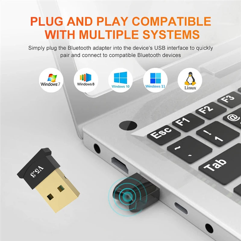 USB Transmitter Receiver Bluetooth 5.3 Mini Audio Bluetooth Dongle Wireless BT Adapter Driver Free for Computer PC Laptop Mouse