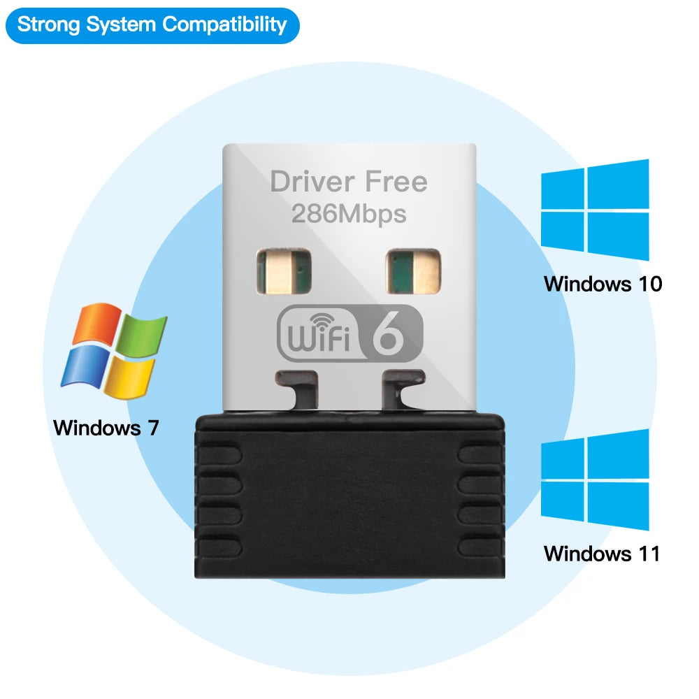 Mini USB WIFI 6 Dongle Network Card 802.11ax USB 2.4GHz Wi-Fi Lan Adapter Driver Free For PC Laptop Windows 7 10 11