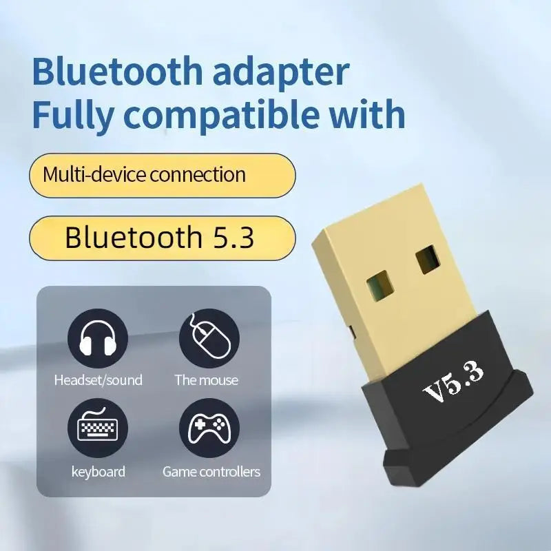 USB Transmitter Receiver Bluetooth 5.3 Mini Audio Bluetooth Dongle Wireless BT Adapter Driver Free for Computer PC Laptop Mouse